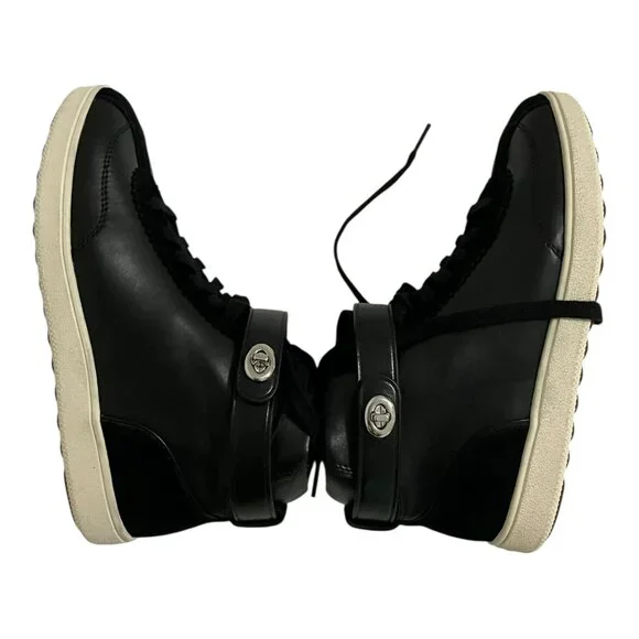 Coach C213 Sheep Kappa Suede High Top Sneakers Black Womens 7.5 NEW - Picture 5 of 7